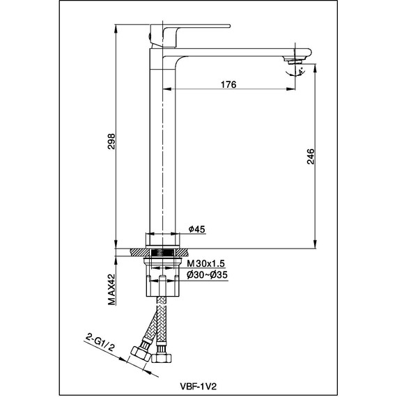 Смеситель для раковины высокий Vincea Vogue VBF-1V2BG, брашированное золото - фото 3