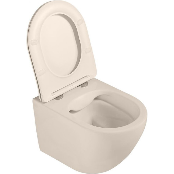 Унитаз подвесной безободковый Abber Bequem AC1101MBE с крышкой микролифт, бежевый матовый, Цвет производителя: бежевый - фото 7