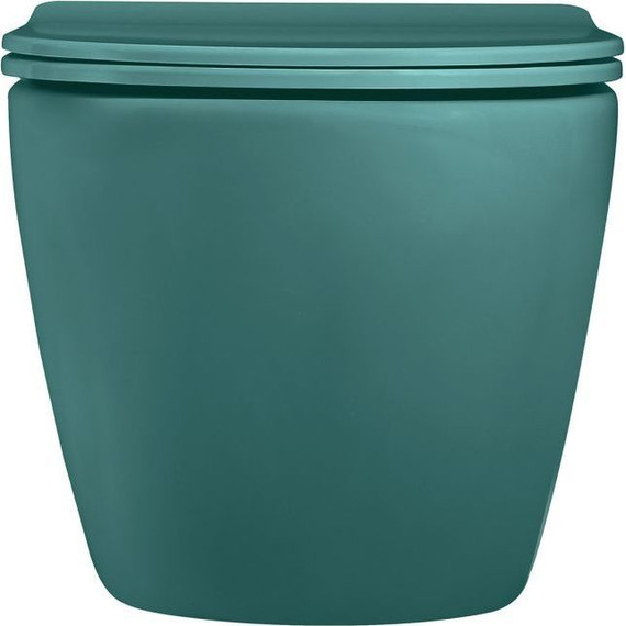 Унитаз подвесной безободковый Abber Bequem AC1101MBG с крышкой микролифт, зеленый матовый, Цвет производителя: зелёный - фото 6