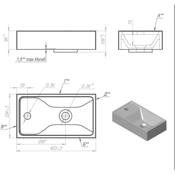 Тумба подвесная с раковиной Art&Max Family-M-400-1D-SO-HG 40 см, дуб харбор золотой - фото 3