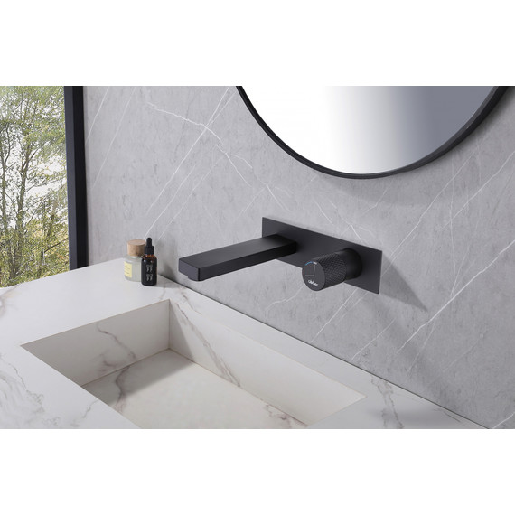 Смеситель для раковины настенный Abber Rund AF8712B (со скрытой частью) черный матовый, Цвет производителя: чёрный матовый - фото 2