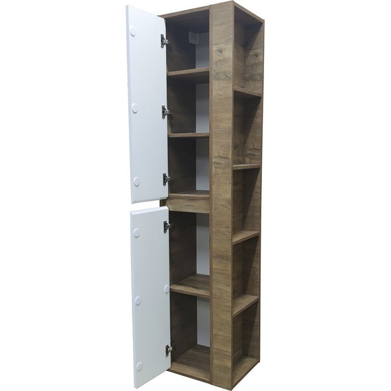 Пенал подвесной Эстет Monaco Wood 40 см L ФР-00010687, белый/тёмное дерево - фото 2