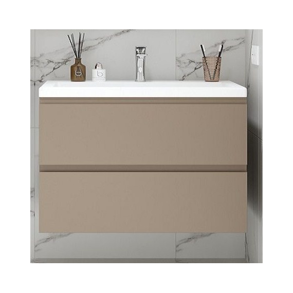 Тумба подвесная с раковиной Art&Max AM-Bianchi-900-2C-SO-CM 90 см, эмаль капучино матовый, Цвет фасада: бежевый - фото 