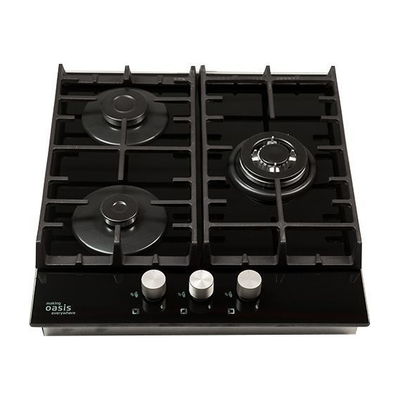 Газовая варочная поверхность Oasis P-3GBT (чёрное стекло) - фото 
