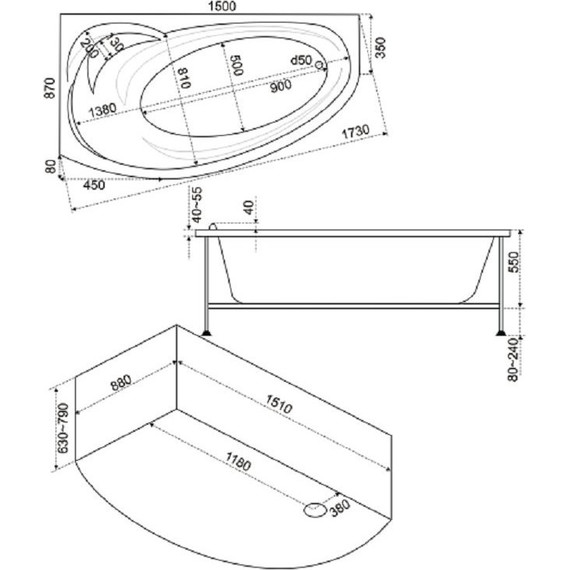 Ванна акриловая 150*90 Bas ФЭНТЕЗИ R - фото 5