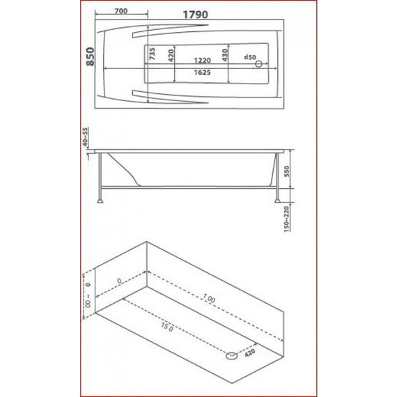 Ванна акриловая 180*85 Bas Эвита - фото 7