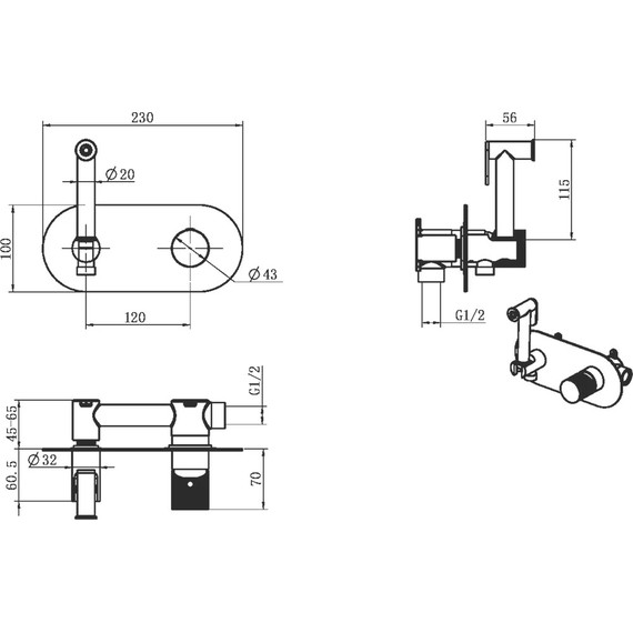 Набор для гигиенического душа Boheme Stick 127-WCR, white chrome, Цвет производителя: white chrome - фото 2