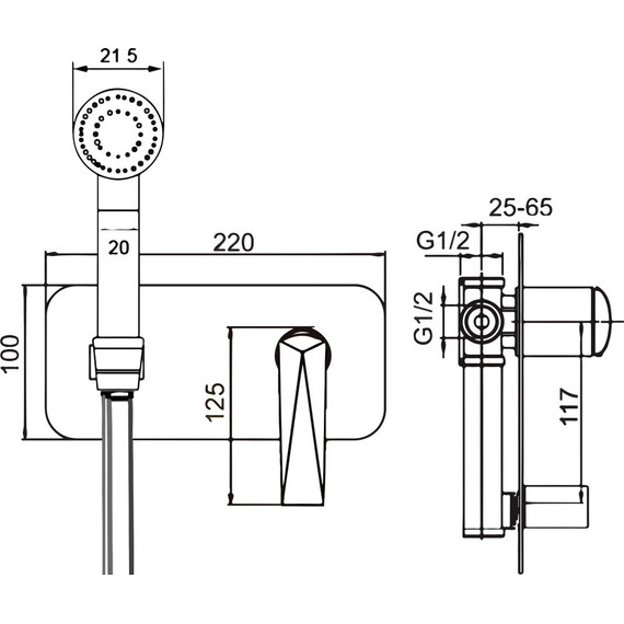 Набор для гигиенического душа Boheme Venturo 377-B, black chrome, Цвет производителя: black chrome - фото 2