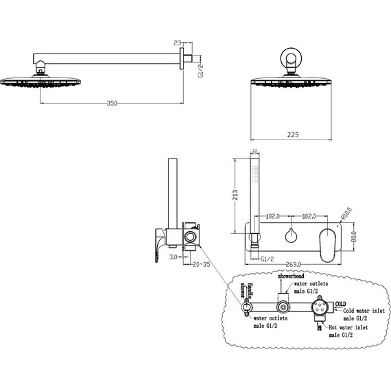 Душевая система для душа Boheme Spectre 454-G, gold, Цвет производителя: gold - фото 2