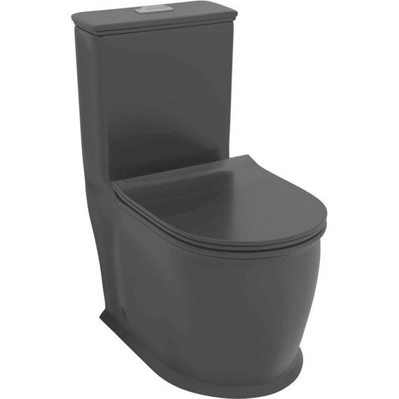 Унитаз-моноблок безободковый Grossman Retro GR-4492BMS с крышкой микролифт, черный матовый, Цвет производителя: чёрный - фото 2