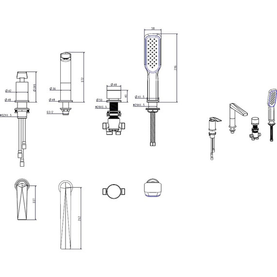 Смеситель для ванны Boheme Venturo 380-B, чёрный/золото, Цвет производителя: чёрный, золото - фото 2