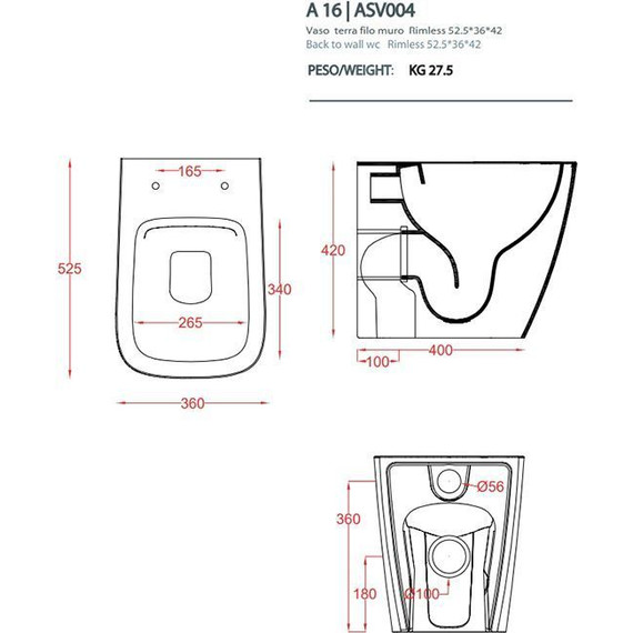 Унитаз приставной безободковый ArtCeram A16 ASV004 01 00 - фото 2