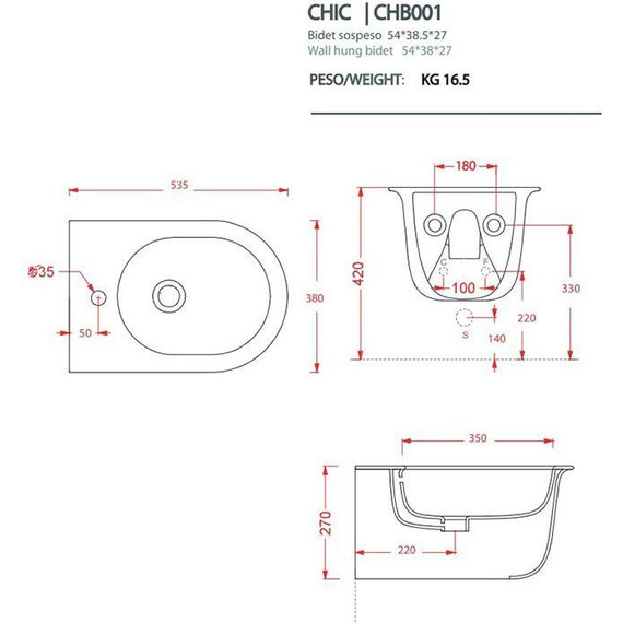 Биде подвесное ArtCeram Chic CHB001 05 00, белый матовый - фото 4