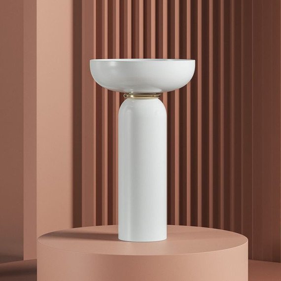 Раковина с пьедесталом ArtCeram Jolie 50 см JOL001 05 00, белый матовый/золото - фото 2