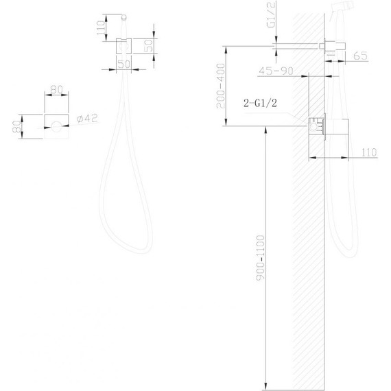 Набор для гигиенического душа Abber Rund AF8725B, черный матовый - фото 4