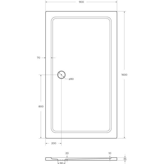Акриловый поддон Cezares TRAY-M-AH-160/90-35-W 160х90 см - фото 3