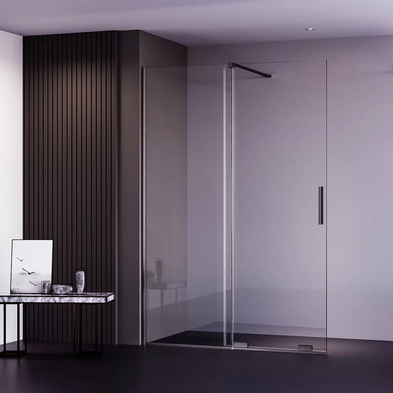 Душевая перегородка Veconi Premium Trento 120 см PTDW-50GR-120-01-C4 (стекло 8 мм) с кронштейном в комплекте, графит/прозрачное - фото 