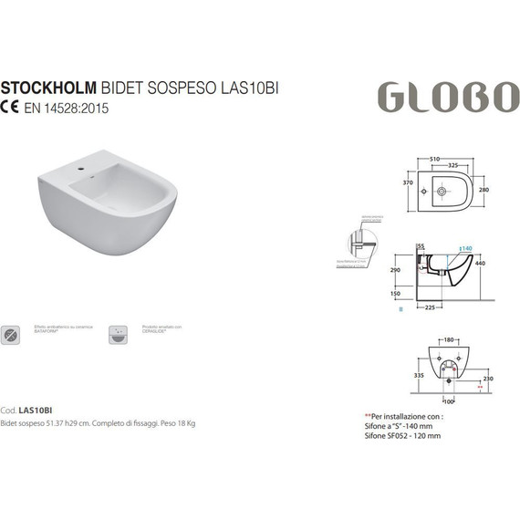 Биде подвесное Globo Stockholm LAS10.BI - фото 2