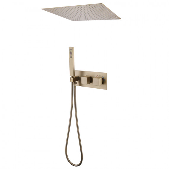 Душевая система для душа с термостатом Abber Daheim AF8255G, золото матовое - фото 