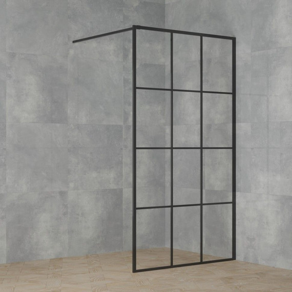 Душевая перегородка Paini 110 см PAINI-WalkIN110G (стекло 8 мм) с кронштейном в комплекте, чёрный/прозрачное - фото 