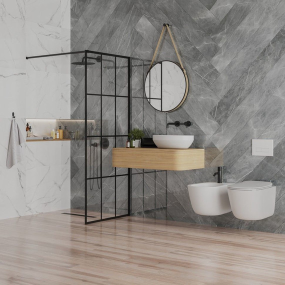 Душевая перегородка Paini 80 см PAINI-WalkIN80G (стекло 8 мм) с кронштейном в комплекте, чёрный/прозрачное - фото 4