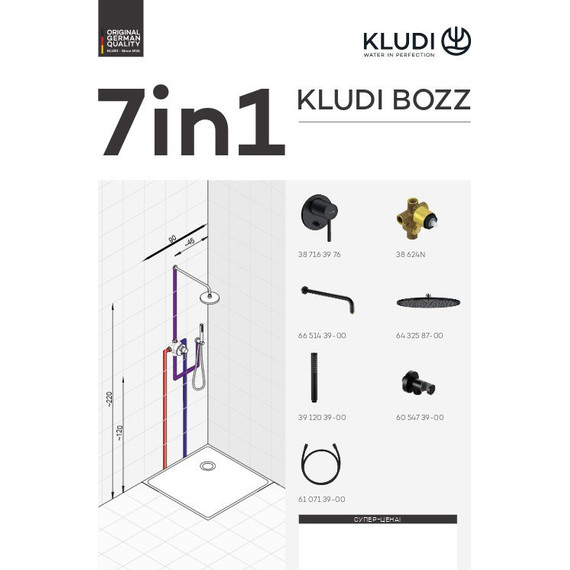 Душевая система для душа Kludi Bozz 387363976, черный матовый - фото 2