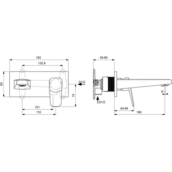 Смеситель для раковины настенный Ideal Standard Ceraplan BD244XG, черный матовый - фото 4