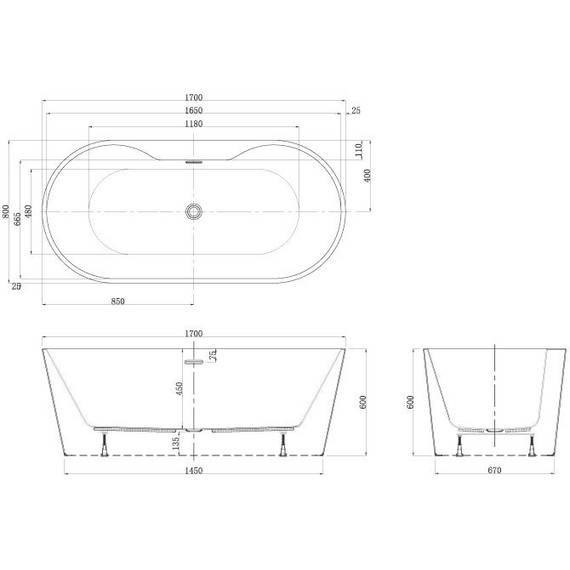 Ванна отдельностоящая Azario Bristol 170x80 см BRI17080D - фото 6