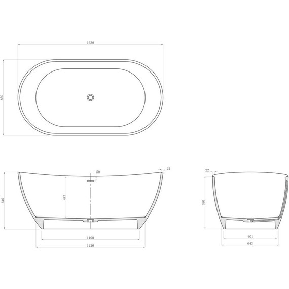 Ванна отдельностоящая Azario Jenner 163x85 см JEN16385SB, черный матовый - фото 4