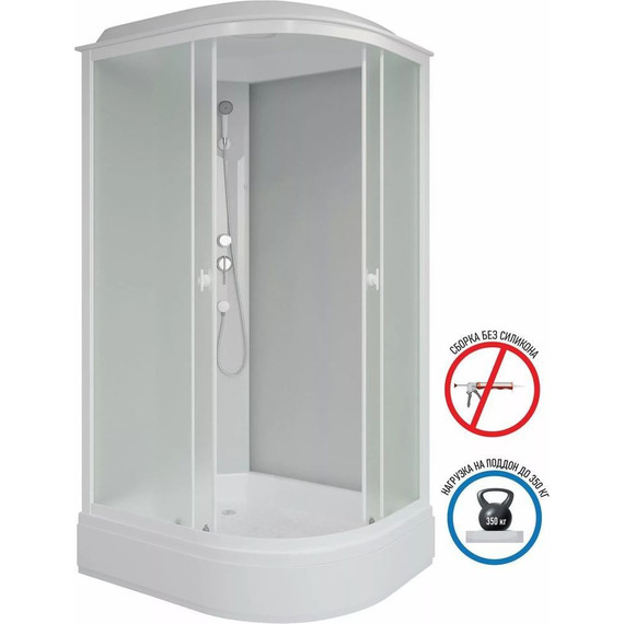 Душевая кабина Niagara Promo P120/90/26L/MT 120x90 см, со средним поддоном 26 см, профиль белый, стекло матовое - фото 