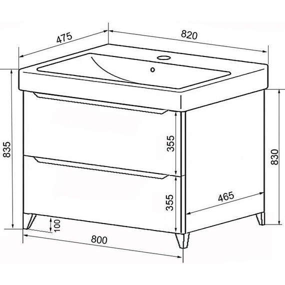 Тумба напольная с раковиной Azario Lotos 80/2 Н см CS00081987 - фото 4