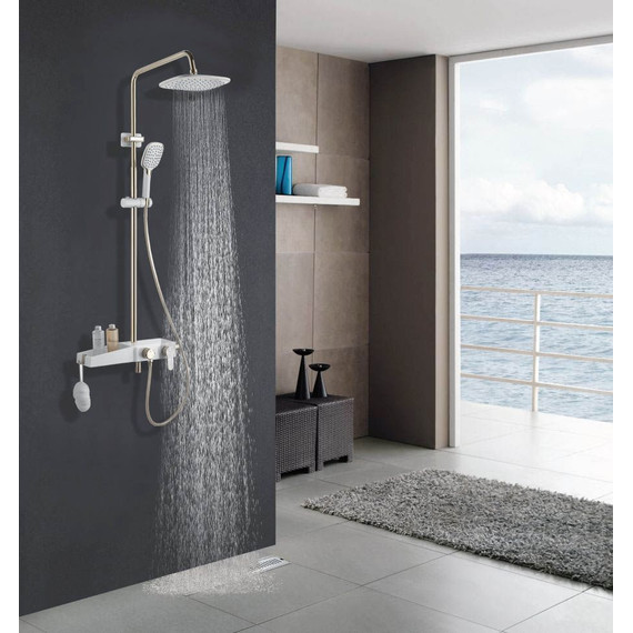 Душевая стойка Azario AZ-801-1, белый/золото, Цвет производителя: белый, золото - фото 5