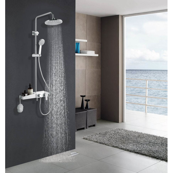 Душевая стойка Azario AZ-801, белый/хром, Цвет производителя: хром, белый - фото 5