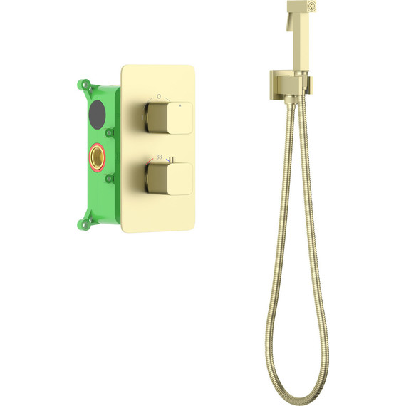 Набор для гигиенического душа с термостатом Timo Petruma 5089/17SM, золото матовое - фото 