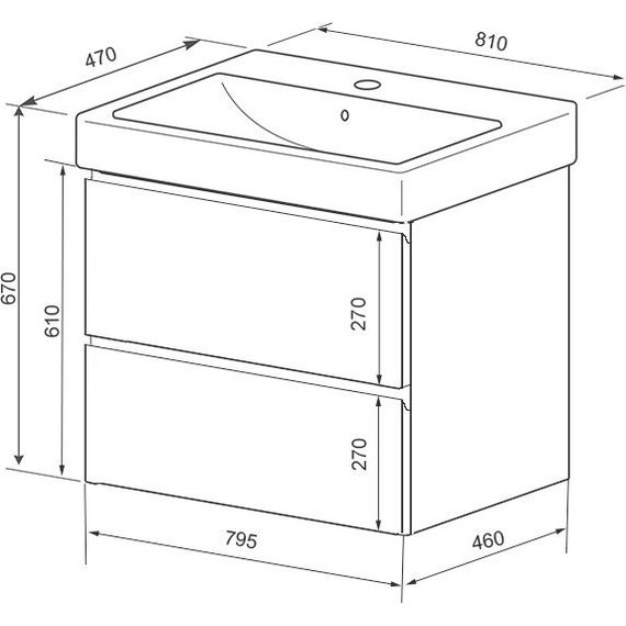 Тумба подвесная с раковиной Azario Мила 80 см CS00080142 - фото 4