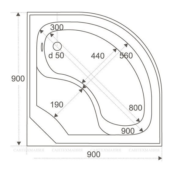 Акриловый поддон Bas Корса 90х90 см с каркасом и экраном - фото 2