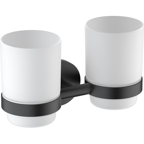Стакан двойной для зубных щеток Timo Saona 13034/03, цвет чёрный матовый - фото 