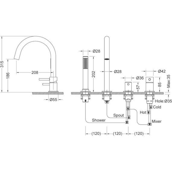 Смеситель для ванны Timo Saona 2320/16Y, белый матовый - фото 2