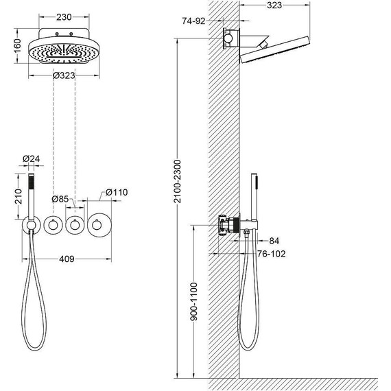 Душевая система для душа с термостатом Timo Saona SX-2329/17SM, золото матовое - фото 2