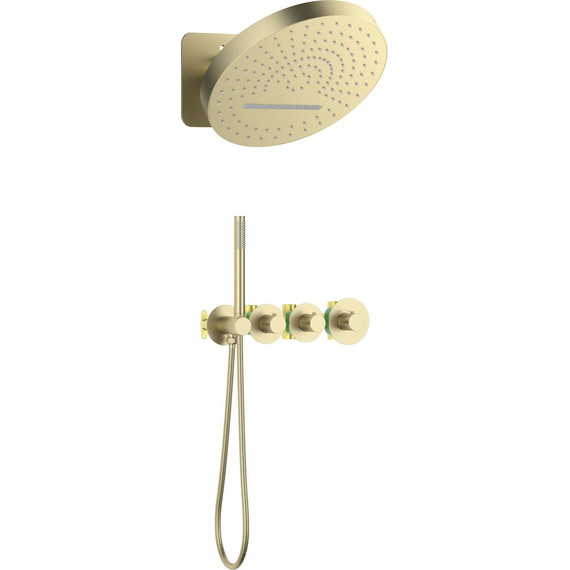 Душевая система для душа с термостатом Timo Saona SX-2329/17SM, золото матовое - фото 
