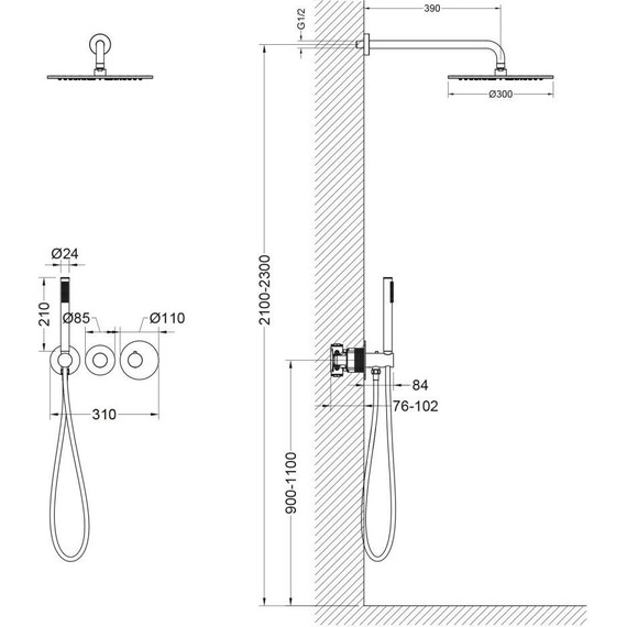 Душевая система для душа с термостатом Timo Saona SX-2359/17SM, золото матовое - фото 5