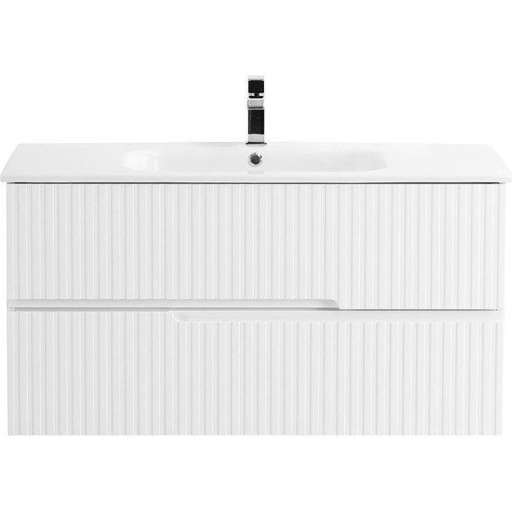 Тумба подвесная с раковиной Cezares DUET-1000-2C-SO-BL 100 см, Bianco Lucido - фото 