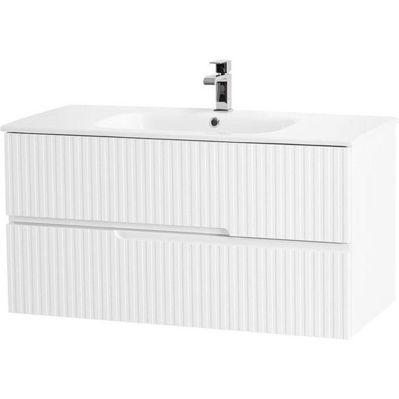 Тумба подвесная с раковиной Cezares DUET-1000-2C-SO-BO 100 см, Bianco Opaco - фото 2