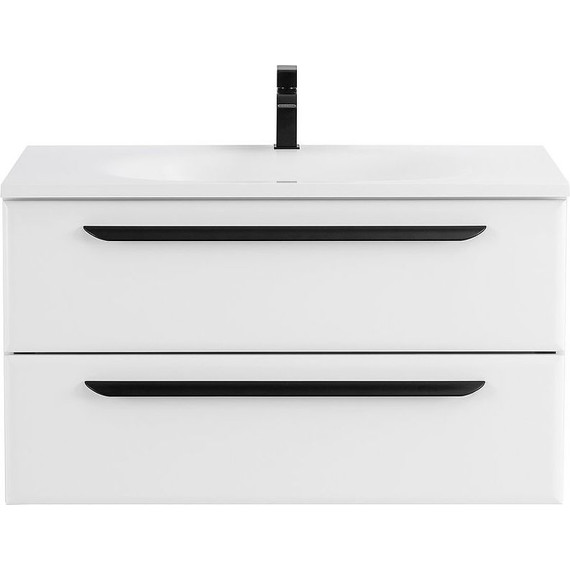 Тумба подвесная с раковиной Cezares ECO-750-2C-SO-BO 75 см, Bianco Opaco - фото 