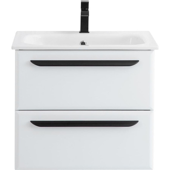 Тумба подвесная с раковиной Cezares ECO-CER-600-2C-SO-BO 60 см, Bianco Opaco - фото 