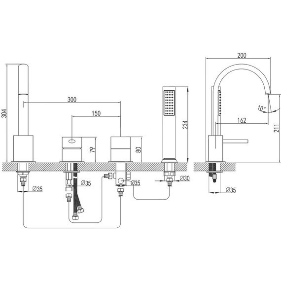 Смеситель для ванны Azario Delicate AZ-QA28173PA-0307APA, черный, Цвет производителя: чёрный - фото 2