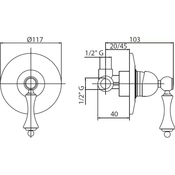 Смеситель для душа Cezares MARGOT-DIM-02-Bi, бронза, Цвет производителя: бронза - фото 2