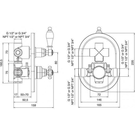 Смеситель для ванны с термостатом Cezares MARGOT-VDIM2-T-01-Bi, Цвет производителя: хром - фото 2