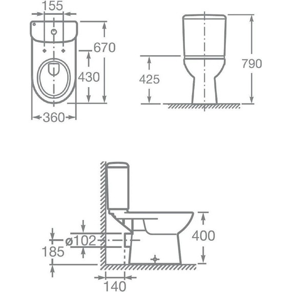 Унитаз-компакт Roca Access 34P23800Y с крышкой микролифт (горизонтальный выпуск) - фото 5