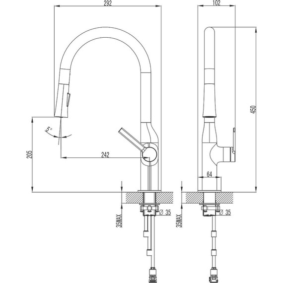 Смеситель для кухни Azario Vincente AZ-VPV569064AJ, графит, Цвет производителя: оружейная сталь - фото 2
